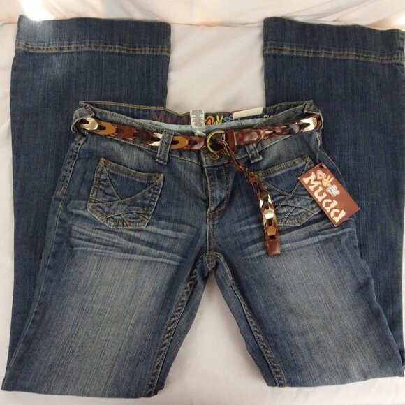 Mudd Juniors Flare Jeans with Belt Size 7 - Picture 3 of 9